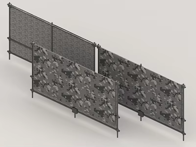 Sturdy Hardware Tools Metal Fencing Panels With Camouflage Pattern And Reinforced Frames 3d model
