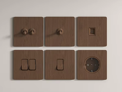 Wooden Switch Panels With Various Types And Designs 3d model