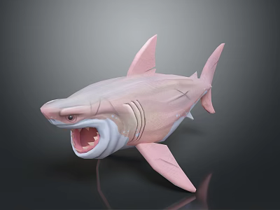 Pink Shark 3D Model With Open Mouth And Realistic Details 3d model