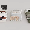 Modern Double Beds With Different Colored Bedding Pillows Blankets And Accent Cushion 3d model
