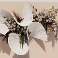 Elegant White Petal Shaped Vases With Dried Flowers And Mixed Floral Arrangement