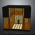 Japanese Architectural Interior Model With Wooden Structure Sliding Doors And Tatami Mats