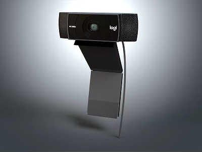 Logi Webcam With Sleek Black Design Built In Microphone And Foldable Stand 3d model