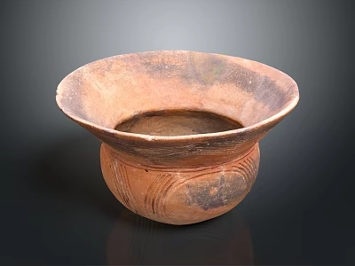 Handcrafted Earthenware Bowl With Wide Rim And Textured Surface For Daily Use 3d model