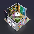 Tobacco and Alcohol Store Exhibition Booth with Green Plants Colorful Shelves