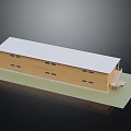 Single Story Wooden Building With White Roof And Multiple Windows On Lawn Foundation