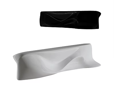 Modern Black And White Reception Desk With Curved Design And Smooth Surface 3d model