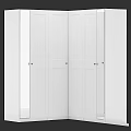 Sleek White Corner Cabinet Design With Multiple Doors And Modern Storage 3d model