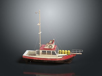 Sailing Cartoon Sailing Boat Model Small Sailing Boat Small Wooden Boat Fishing Boat Speedboat Single Boat 3d model