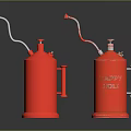 Red Happy Meal Containers With Curved Nozzles And Handles On Black Background