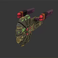 Futuristic Cosmic Spaceship Design With Cockpit Engines Red Lights And Gray Body