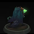 Wolf Like Fantasy Character With Cloak And Green Glowing Clawed Weapons