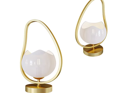 Elegant Modern Table Lamp With Gold Frame And White Lampshade Design 3d model