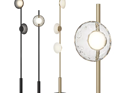 Modern Floor Lamps With Various Designs Metal Poles And Transparent Spherical Shades 3d model