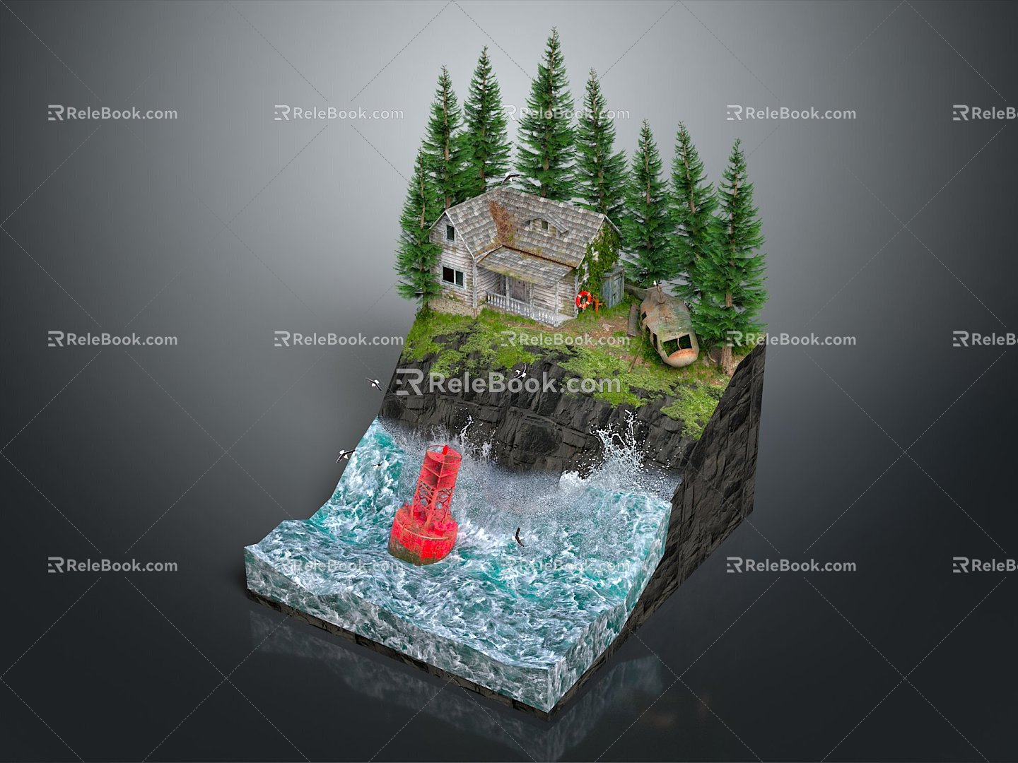 Water House Fishing House Fisherman Cartoon Wooden House Cartoon Wooden House Cartoon Wooden House 3d model