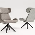 Modern Office Chair With Light Gray Fabric Wide Backrest And Black Base