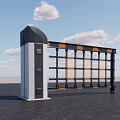 Modern Electric Barrier Gate Structure With Pillar And Orange Striped Crossbar 3d model