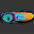 Vibrant High Top Sports Shoes With Multicolor Design And Glowing Blue Sole Trim