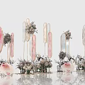 Elegant Check in Photo Spot With Pink Floral Decorations And Geometric Shapes