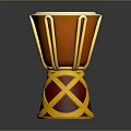 Traditional Djembe Drum With Orange Yellow Red Pattern And Light Colored Drumhead