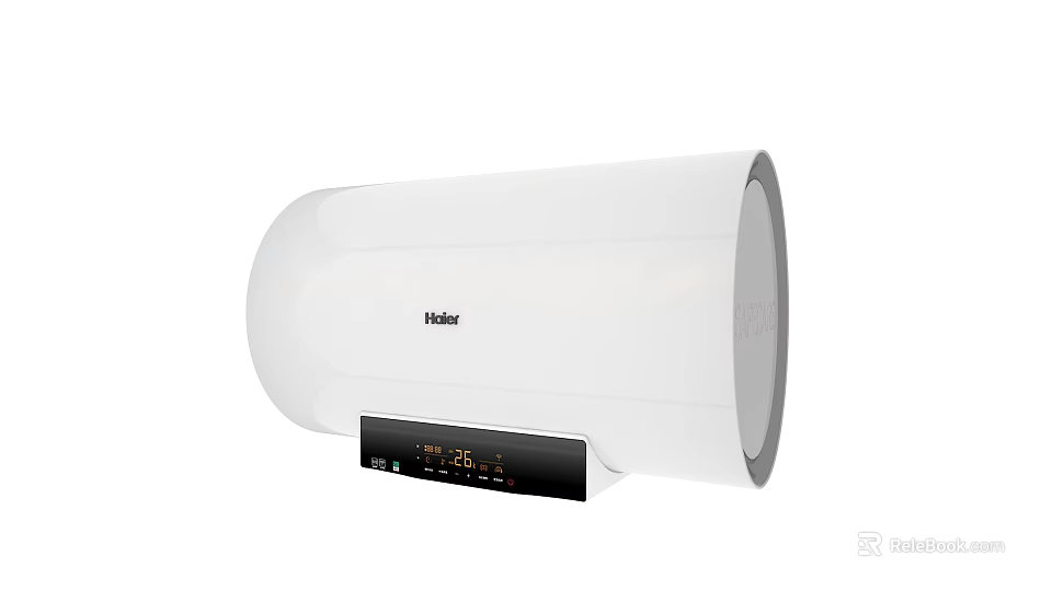 Haier White Electric Water Heater With Digital Temperature Display Panel 3d model 