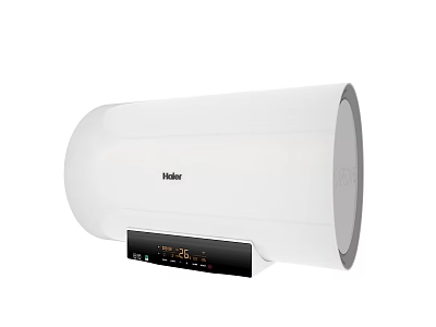 Haier White Electric Water Heater With Digital Temperature Display Panel 3d model