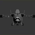 Realistic Detailed Gray Military Aircraft Model With Cockpit Wings And Engines