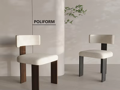 Poliform Dining Chairs With White Seat And Dark Legs By White Wall And Green Plant 3d model