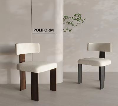 Poliform Dining Chairs With White Seat And Dark Legs By White Wall And Green Plant 3d model