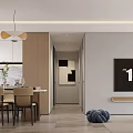 Modern Living And Dining Area Interior With Beige Sofa Coffee Table Plants And Pendant Lighting