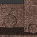 Building Exterior Wall With Brick Cladding Spherical Structures And Cylindrical Column Design