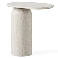 Modern Light Beige Travertine Dining Table With Sturdy Cylindrical Stone Base For Elegant Contemporary Homes