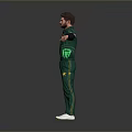 A Man in Green Pakistan Cricket Uniform with Arms Outstretched Standing
