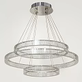 Modern Multi Layer Crystal Chandelier With Circular Rings For Interior Decoration 3d model