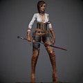 Realistic Female Assassin Realistic Woman Female Beauty Female Warrior Female Assassin Weapon Sword Game Movie Knight 3d model