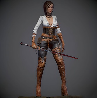 Realistic Female Assassin Realistic Woman Female Beauty Female Warrior Female Assassin Weapon Sword Game Movie Knight 3d model