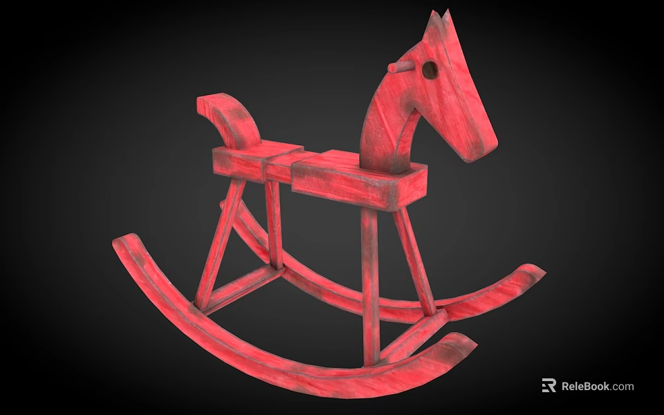 Red Wooden Rocking Horse For Children With Classic Design And Stable Structure 3d model 