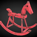 Red Wooden Rocking Horse For Children With Classic Design And Stable Structure