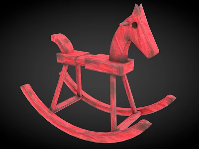 Red Wooden Rocking Horse For Children With Classic Design And Stable Structure 3d model