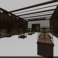 Traditional Chinese Medicine Pharmacy Interior With Wooden Herbal Medicine Cabinets And Glass Display Cases