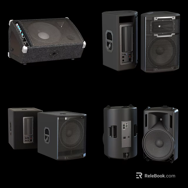 Various Types Of Headphones And Speakers With Modern Designs For Audio Use 3d model 