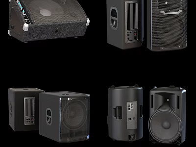 Various Types Of Headphones And Speakers With Modern Designs For Audio Use 3d model