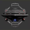 Futuristic Science Fiction Spaceship Model With Sleek Design And Blue Thrusters
