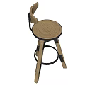 Modern Wooden And Metal Bar Stools With Tapered Legs And Backrest Design