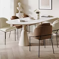 Modern Dining Table and Chair Combination Cream Dining Table and Chair Combination 3d model