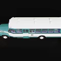 Vintage White And Green Bus With Classic Design And Large Windows