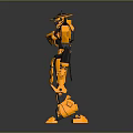Yellow Mech Robot 3D Model With Detailed Armor And Red Visor Design 3d model