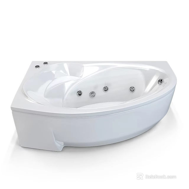 Modern White Freestanding Bathtub With Sleek Design And Massage Jets 3d model 