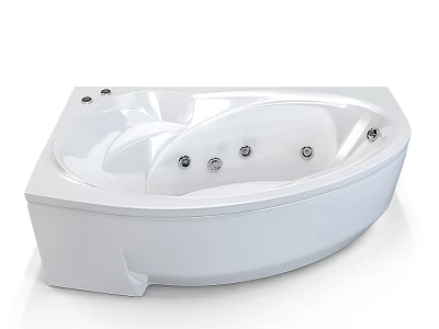 Modern White Freestanding Bathtub With Sleek Design And Massage Jets 3d model