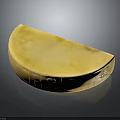 Yellow Semicircular Cheese Slice With Engraved ERSIEFF Text On Smooth Surface 3d model
